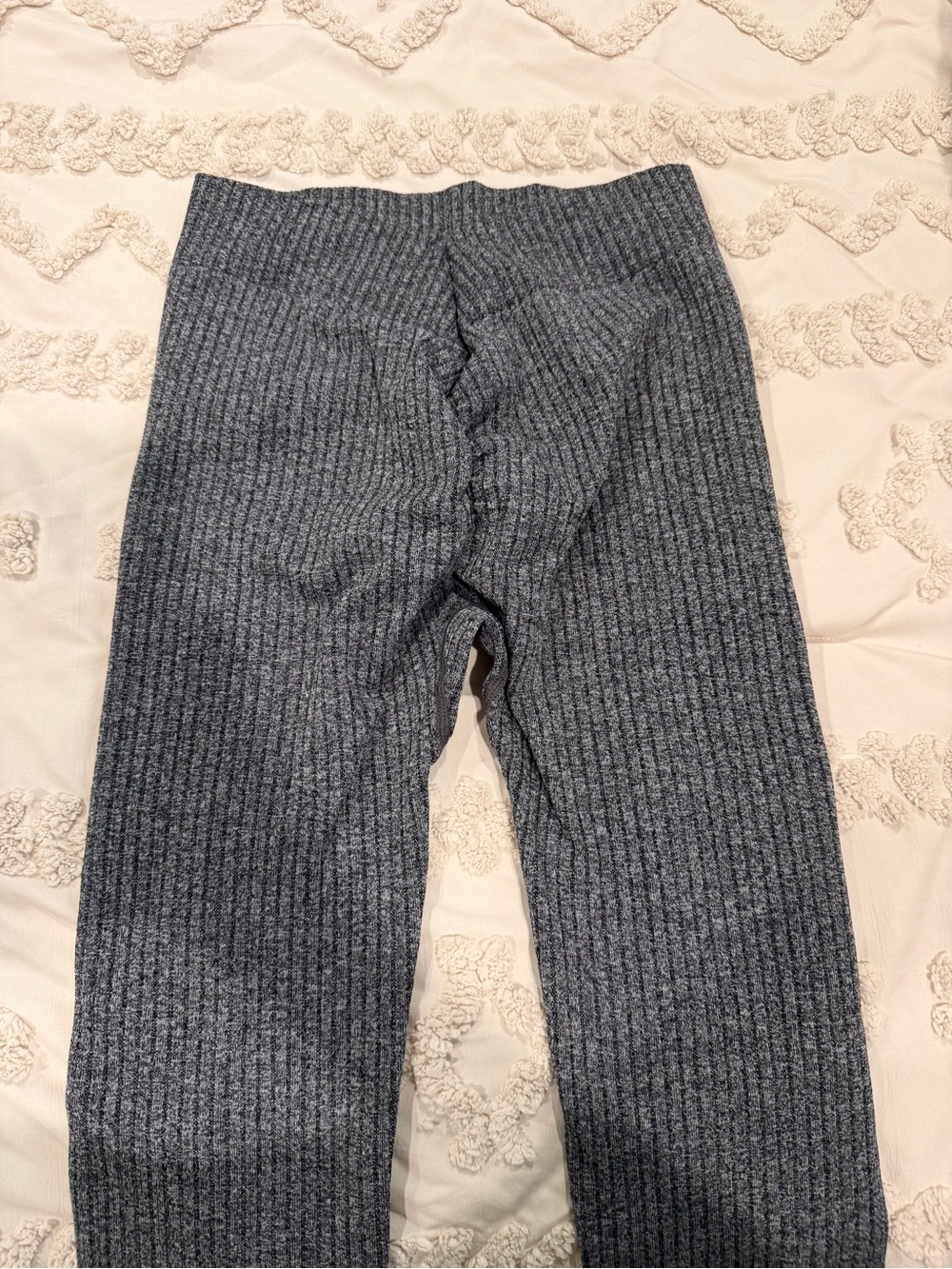 Ribbed High-Waist Leggings in Charcoal Gray